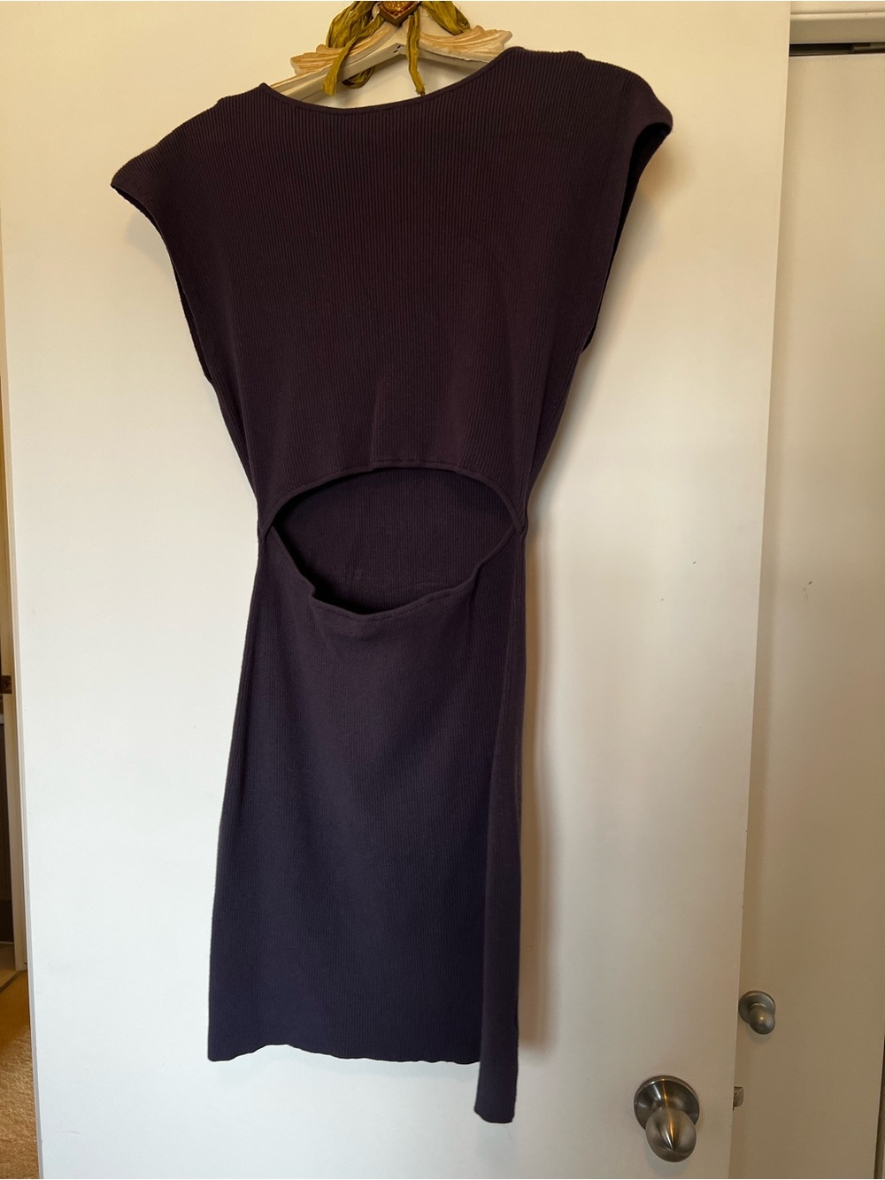 Wilfred Backless Ribbed Midi Dress in Deep navy grey